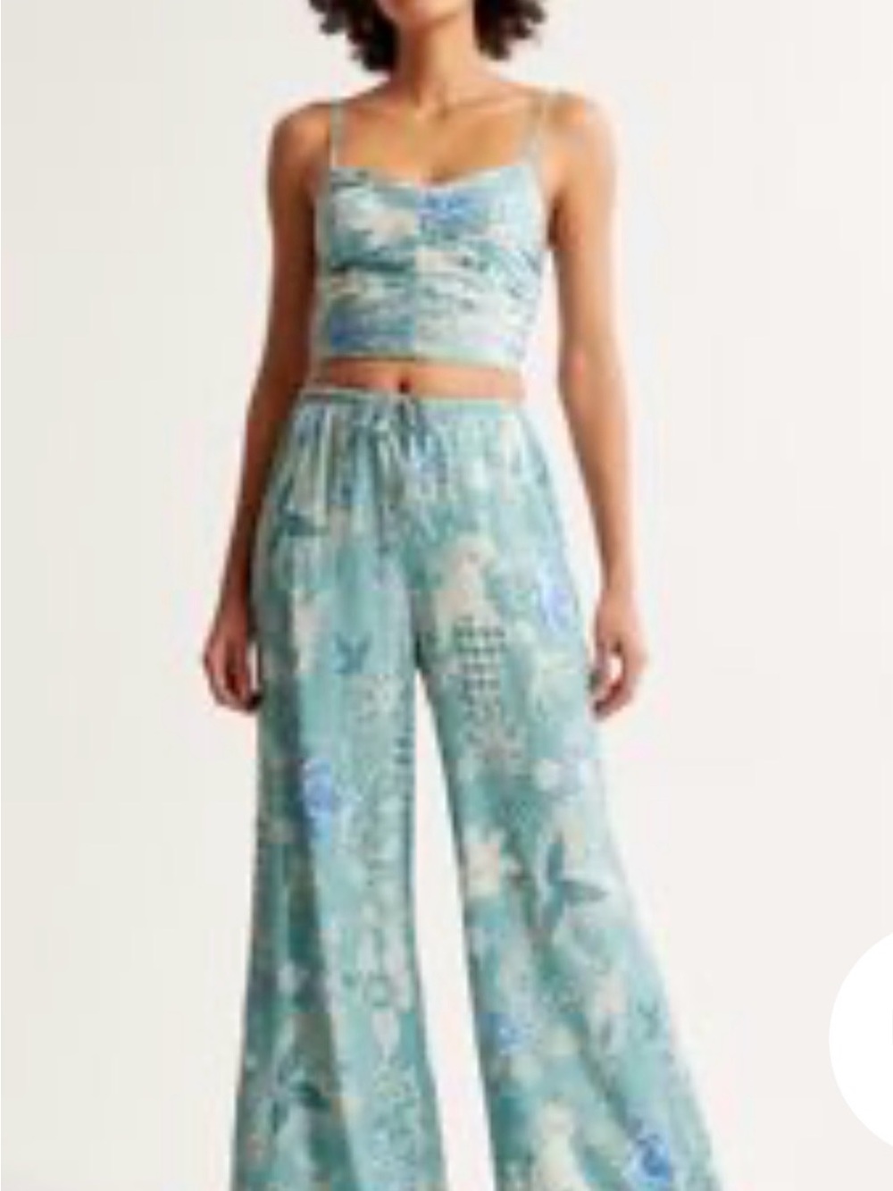 Abercrombie & Fitch Teal Floral Wide-Leg Pants